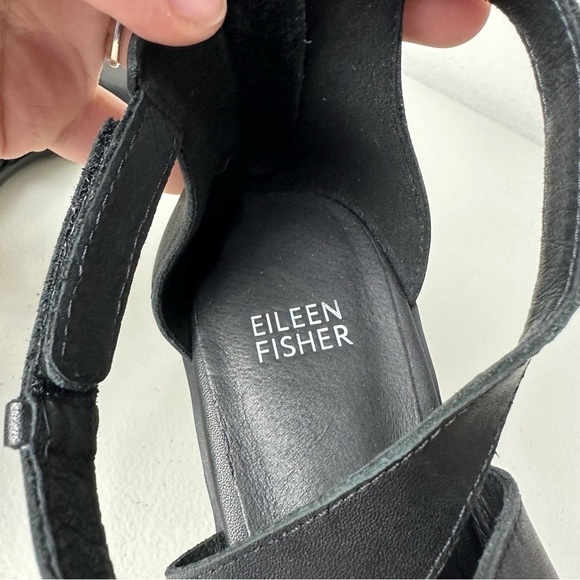 Eileen Fisher Black Cici Strappy Leather Open Toe Sandals Size 7 - Picture 5 of 6